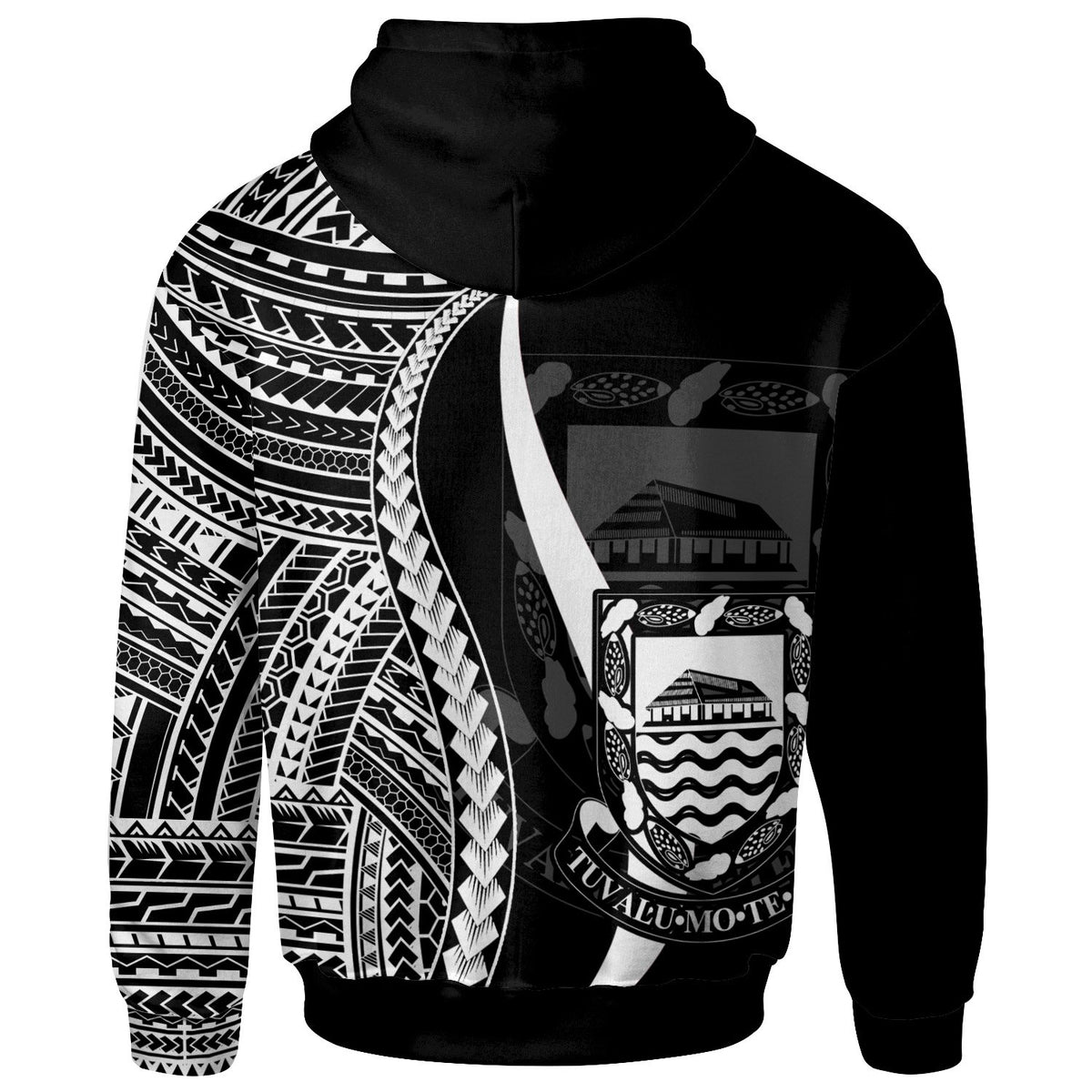 Tuvalu Hoodie White Tentacle Tribal Pattern - Polynesian Pride
