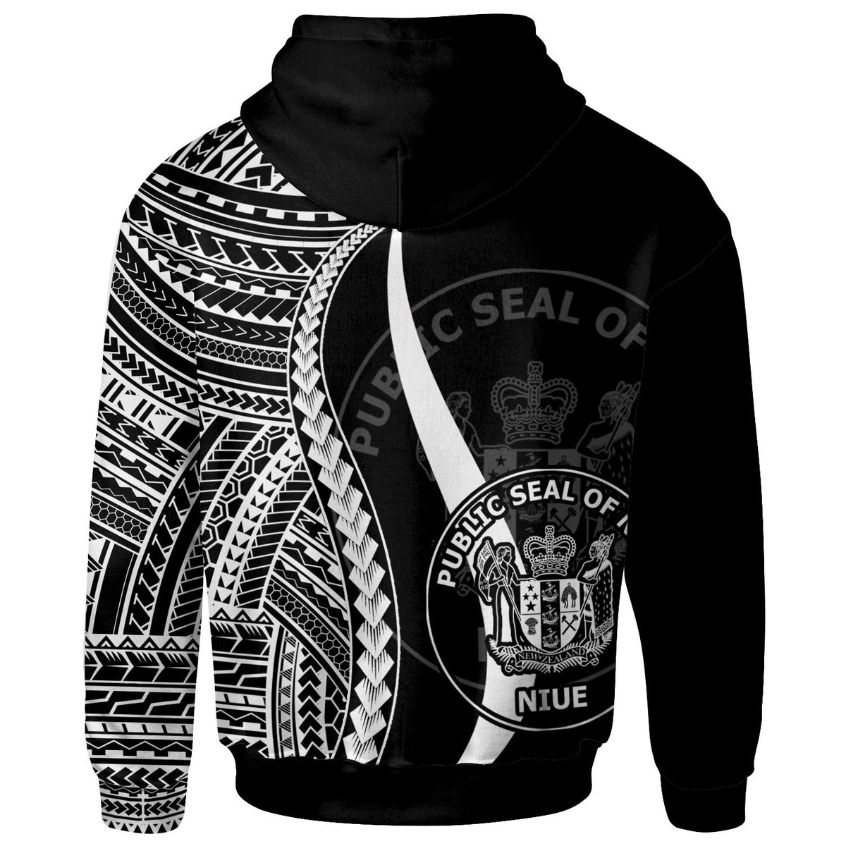 Niue Custom Hoodie White Tentacle Tribal Pattern - Polynesian Pride