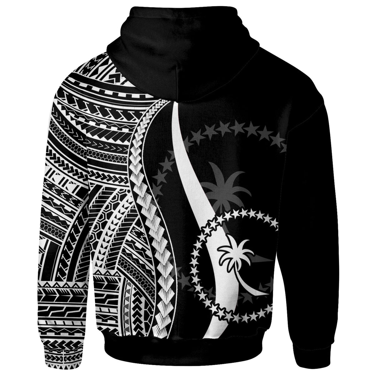 Chuuk Custom Hoodie White Tentacle Tribal Pattern - Polynesian Pride