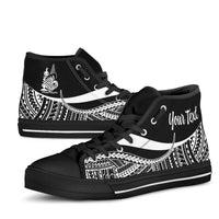 New Caledonia Custom Personalised High Top Shoes White - Polynesian Tentacle Tribal Pattern Crest - Polynesian Pride