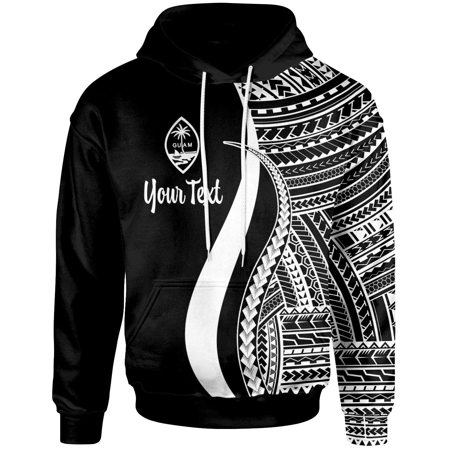 Guam Custom Hoodie White Tentacle Tribal Pattern Unisex White - Polynesian Pride