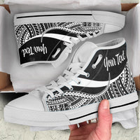 New Caledonia Custom Personalised High Top Shoes White - Polynesian Tentacle Tribal Pattern Crest - Polynesian Pride