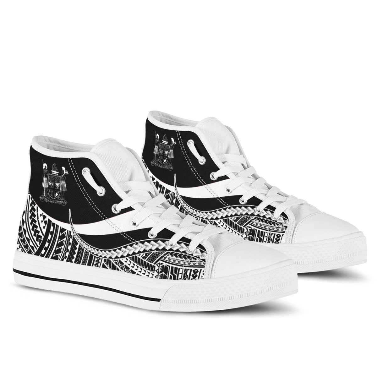 Fiji Custom Personalised High Top Shoes White - Polynesian Tentacle Tribal Pattern Crest Unisex White - Polynesian Pride