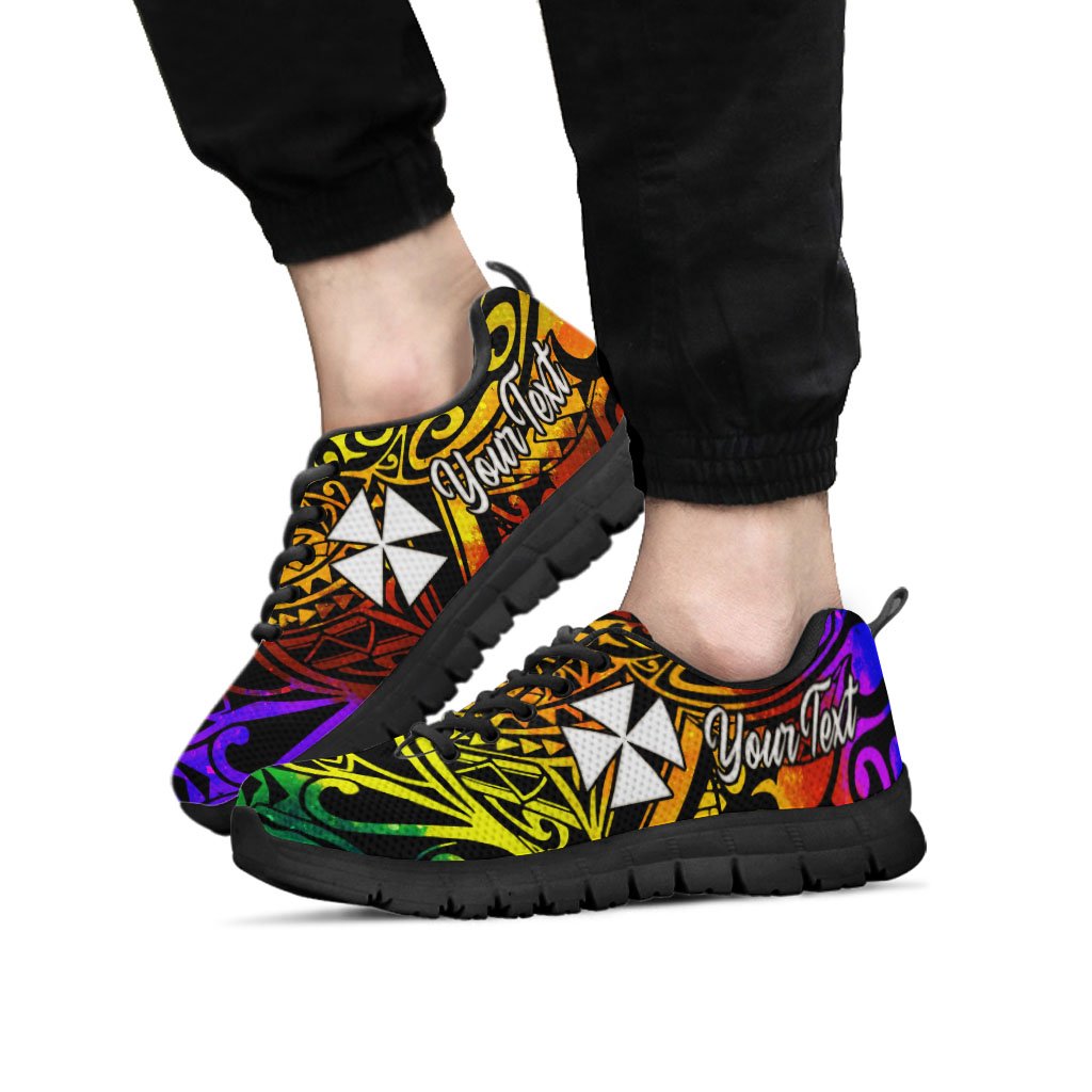 Wallis and Futuna Custom Personalised Sneakers - Rainbow Polynesian Pattern - Polynesian Pride