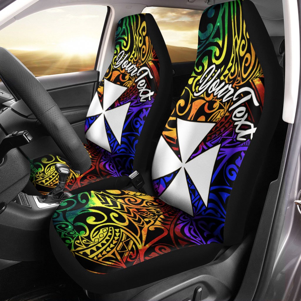 Wallis and Futuna Custom Personalised Car Seat Covers - Rainbow Polynesian Pattern Universal Fit Rainbow - Polynesian Pride