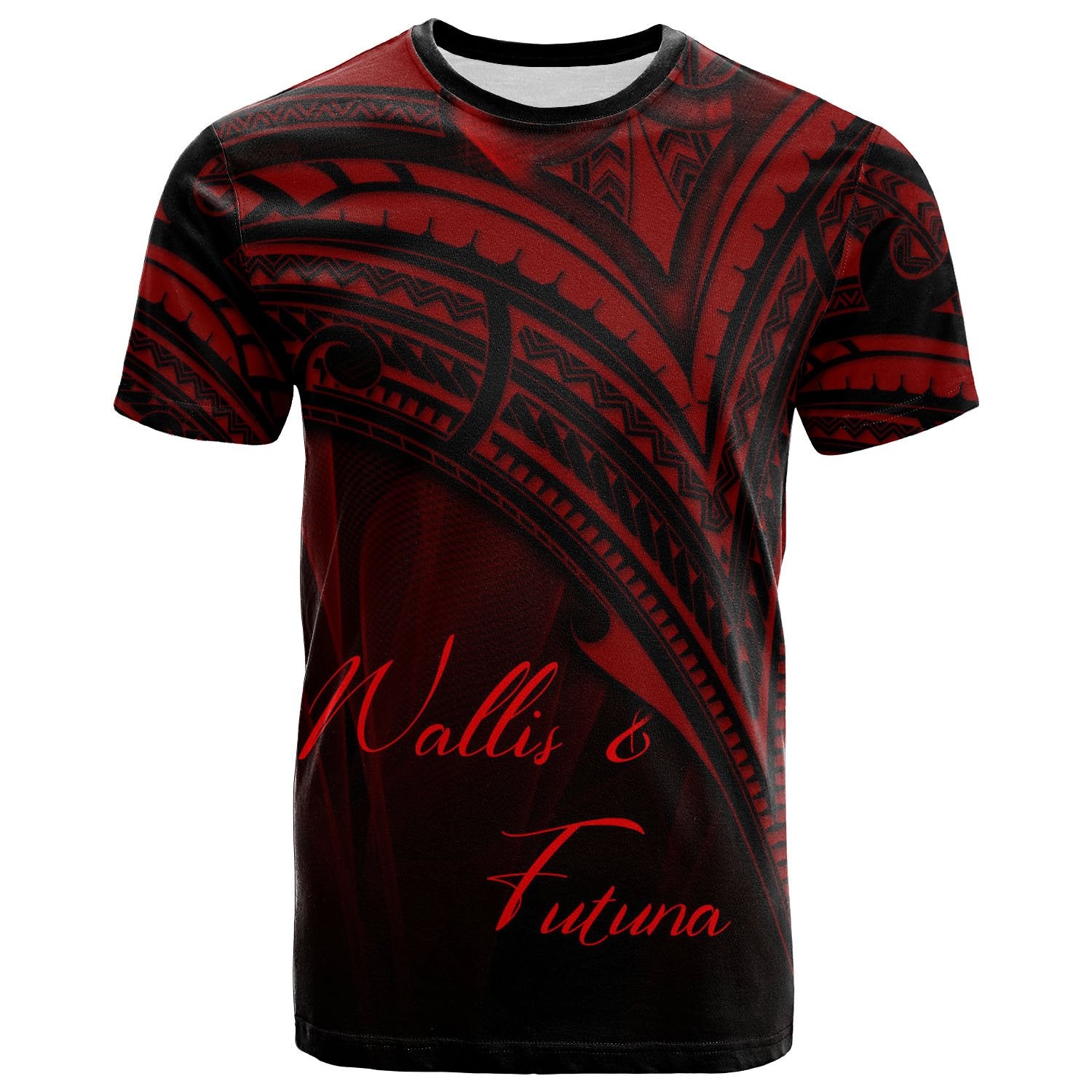 Wallis and Futuna T Shirt Red Color Cross Style Unisex Black - Polynesian Pride