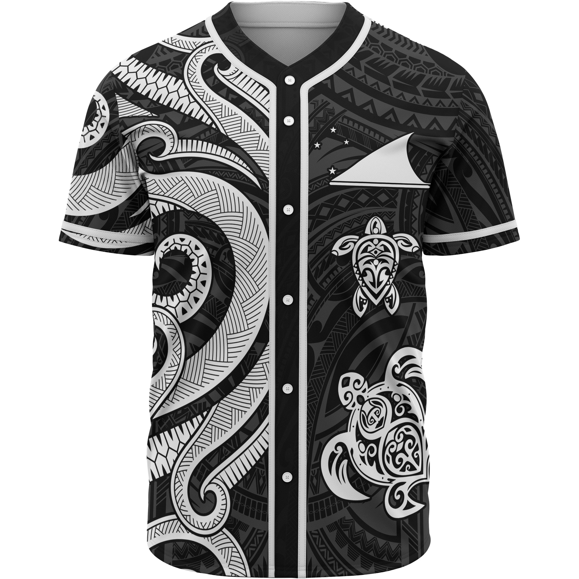Tokelau Baseball Shirt - White Tentacle Turtle Unisex White - Polynesian Pride