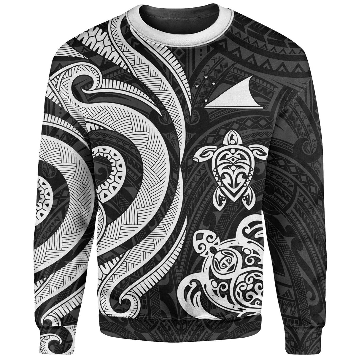 Tokelau Sweater - White Tentacle Turtle Unisex White - Polynesian Pride