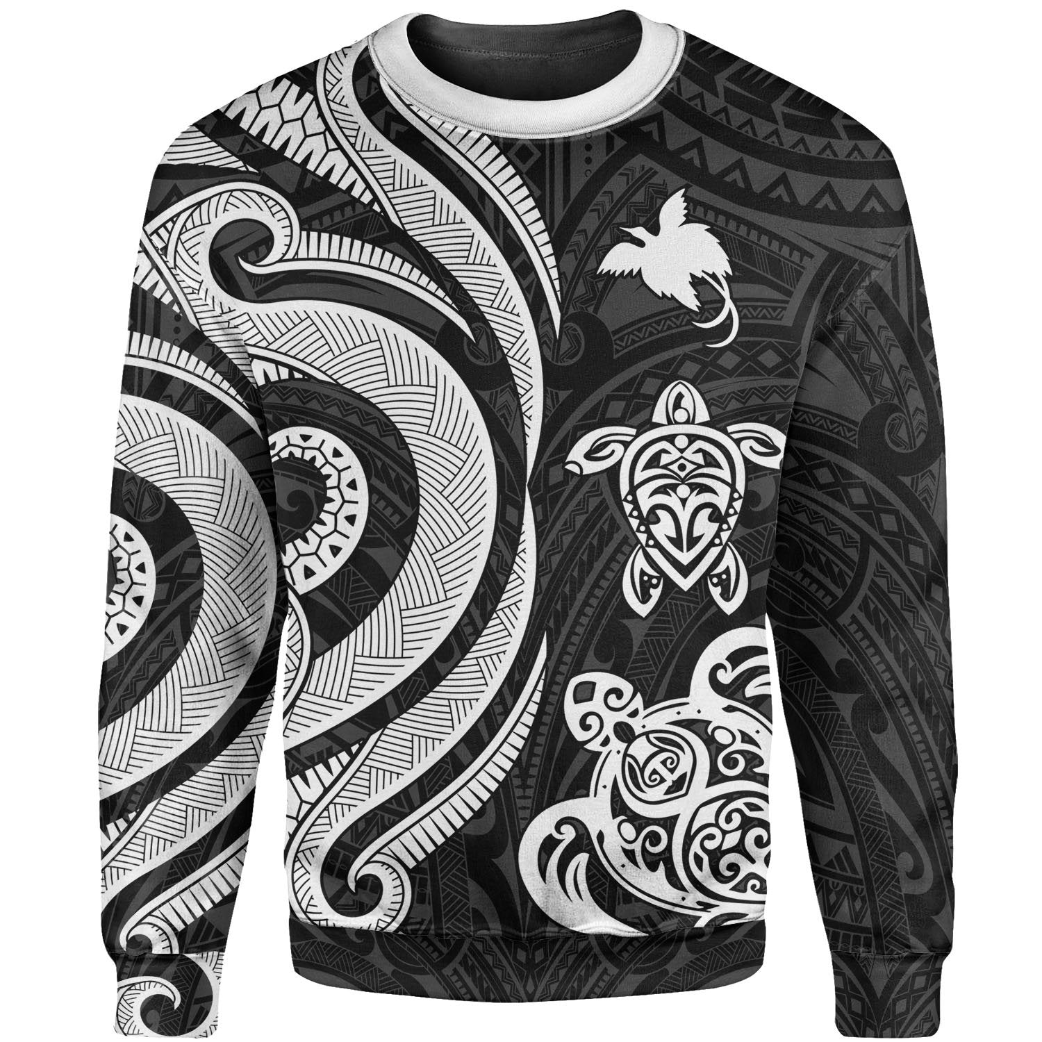 Papua New Guinea Sweater - White Tentacle Turtle Unisex White - Polynesian Pride