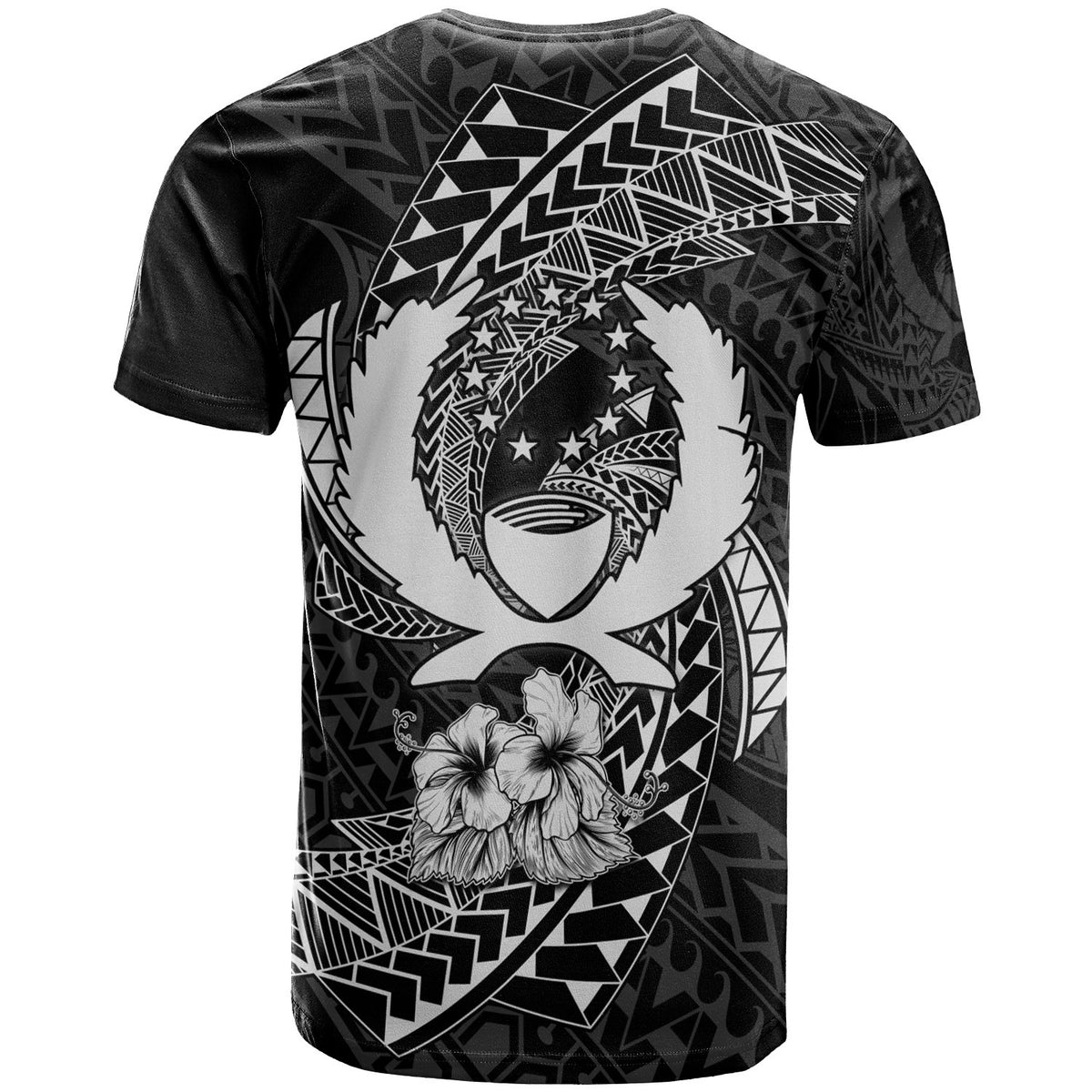 Pohnpei Micronesian Custom T Shirt White Spiral Pattern Hibiscus - Polynesian Pride