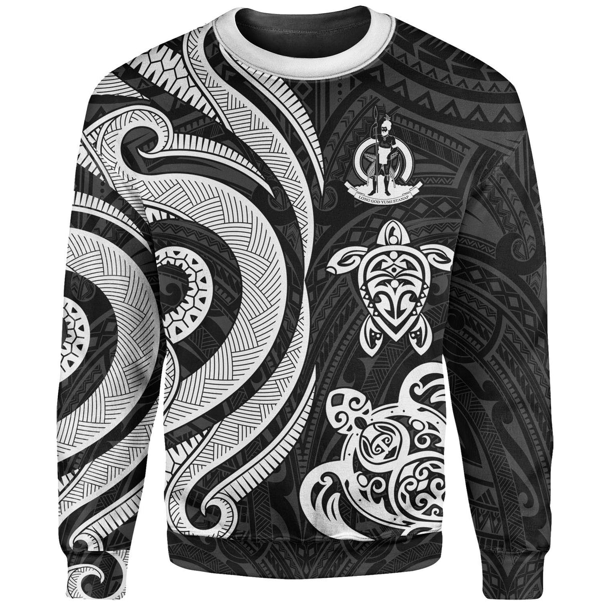Vanuatu Sweater - White Tentacle Turtle Unisex White - Polynesian Pride