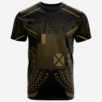 Wallis and Futuna T Shirt Wallis and Futuna With Gold Line Style Unisex Black - Polynesian Pride