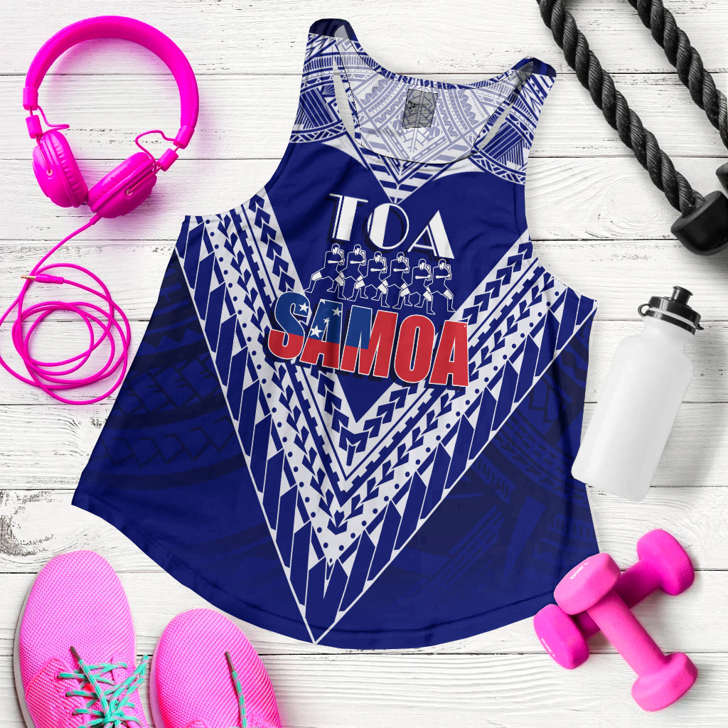 (Customize Personalize) Toa Samoa RLS Warriors Siva Tau Women Racerback Tank LT7 Blue - Polynesian Pride