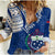 (Custom Personalised) Samoa Siapo Women Casual Shirt Sporty Mix Barkcloth Panel LT13 Female Blue - Polynesian Pride