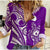 Rarotonga Cook Islands Women Casual Shirt Turtle and Map Style Purple LT13 Female Purple - Polynesian Pride