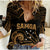 (Custom Personalised) Samoa Tatau Women Casual Shirt Gold Polynesian Ula Nifo LT13 Female Gold - Polynesian Pride