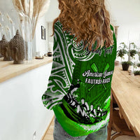(Custom Personalised) American Samoa Women Casual Shirt Fautasi Race Samoan Pattern Ver.02 LT14 - Polynesian Pride