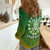 (Custom Personalised) Cook Islands Women Casual Shirt Circle Pattern Mix Sea Turtle Green Version LT14 - Polynesian Pride