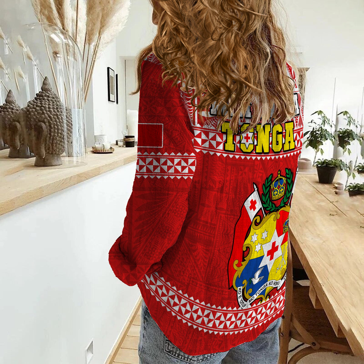 Tonga Rugby Women Casual Shirt Mate Maa Tonga Pacific Ngatu White LT14 - Polynesian Pride