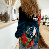 Yap State Women Casual Shirt FSM Hibiscus Flowers Mix Polynesian LT14 - Polynesian Pride