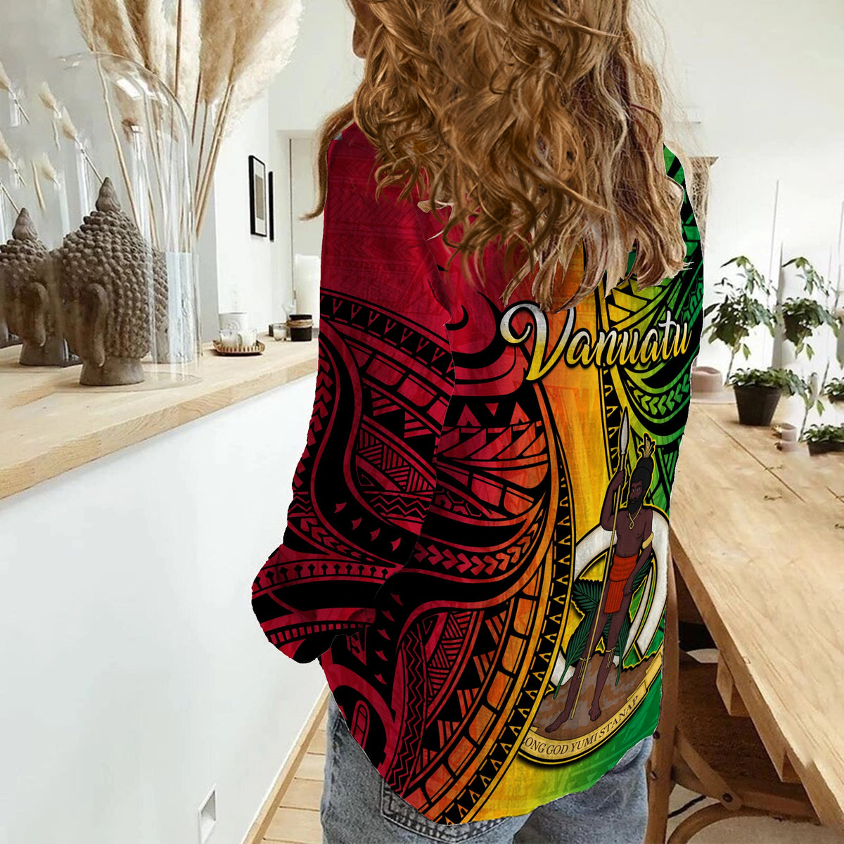 (Custom Personalised) Vanuatu Women Casual Shirt Luganville Polynesian Reggae Coat Of Arms LT14 - Polynesian Pride