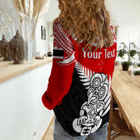 (Custom Personalised) Waitangi Day Women Casual Shirt Tino Rangatiratanga Flag With Tiki Maori Fern LT14 - Polynesian Pride