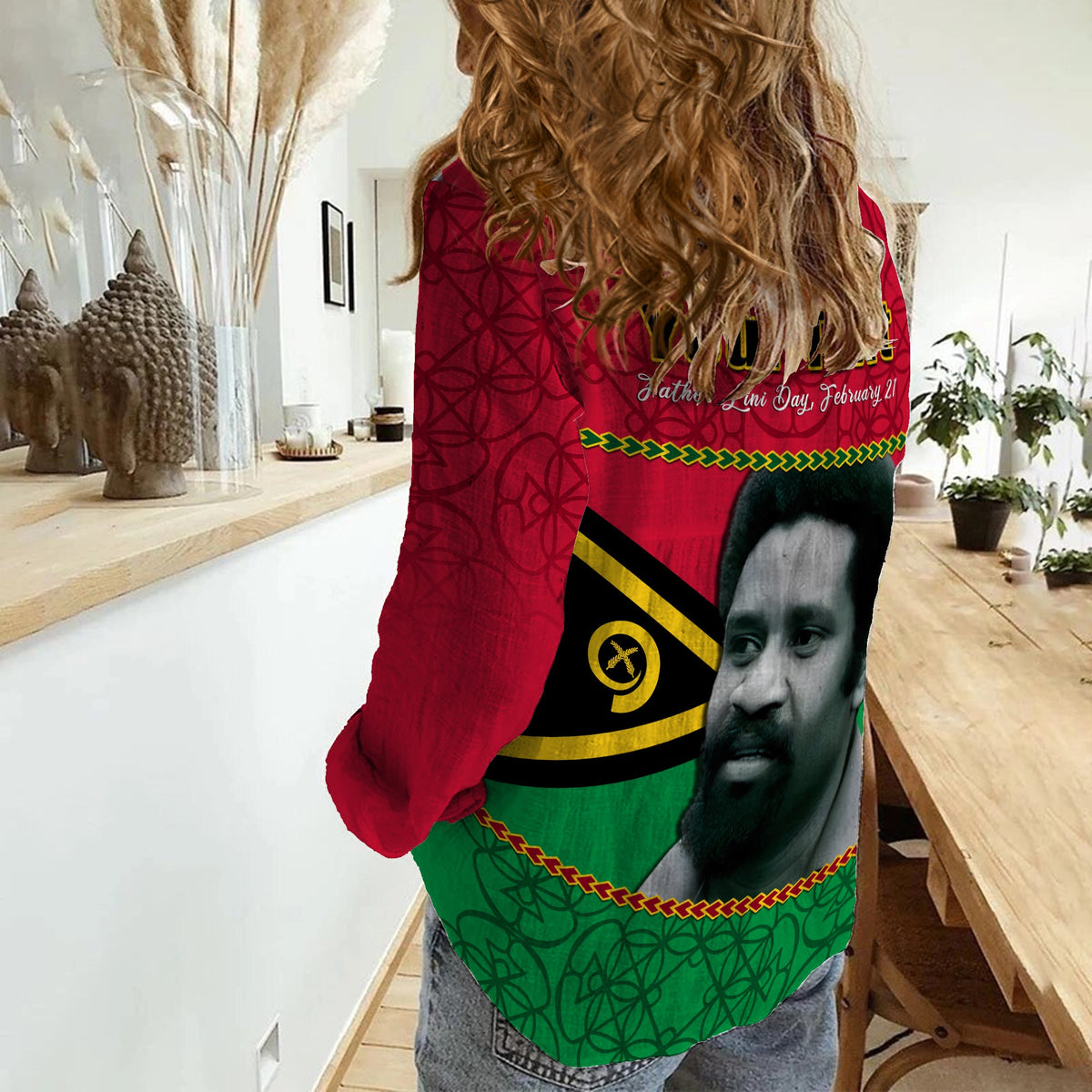 (Custom Personalised) Vanuatu Women Casual Shirt Vanuatuan Flag Sand Drawing Happy Father Lini Day LT14 - Polynesian Pride