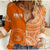 (Custom Text And Number) Tailulu Tonga College Women Casual Shirt Class Of Year Tongan Ngatu Pattern LT14 Female Orange - Polynesian Pride