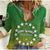 (Custom Personalised) Cook Islands Women Casual Shirt Circle Pattern Mix Sea Turtle Green Version LT14 Female Green - Polynesian Pride