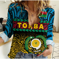Torba Province Women Casual Shirt Vanuatu Pig Tusk Polynesian Flag Style LT14 Female Black - Polynesian Pride
