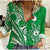 Rarotonga Cook Islands Women Casual Shirt Turtle and Map Style Green LT13 Female Green - Polynesian Pride
