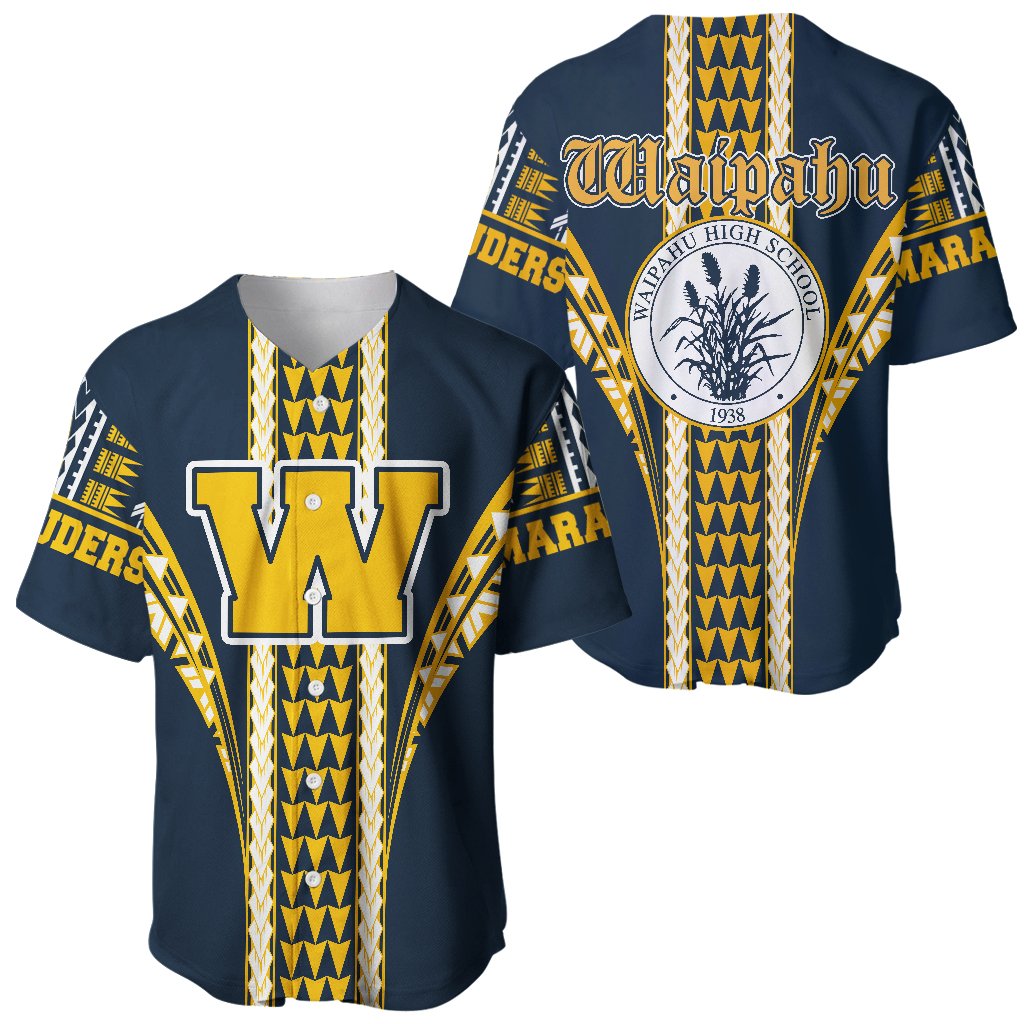 Hawaii Baseball Jersey - Waipahu High Baseball Jersey Shirt AH Blue - Polynesian Pride