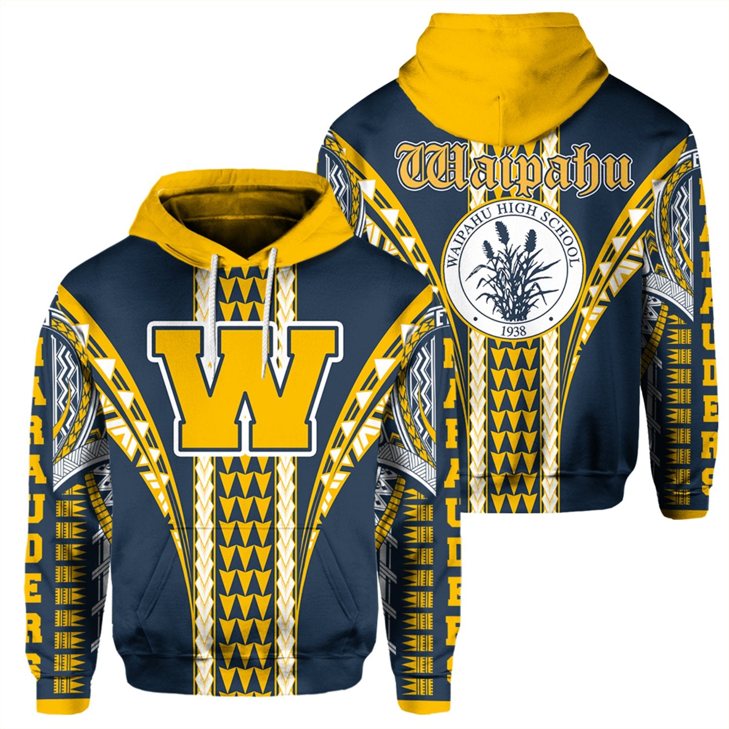 Hawaii Hoodie Waipahu High Pullover Hoodie Unisex Blue - Polynesian Pride