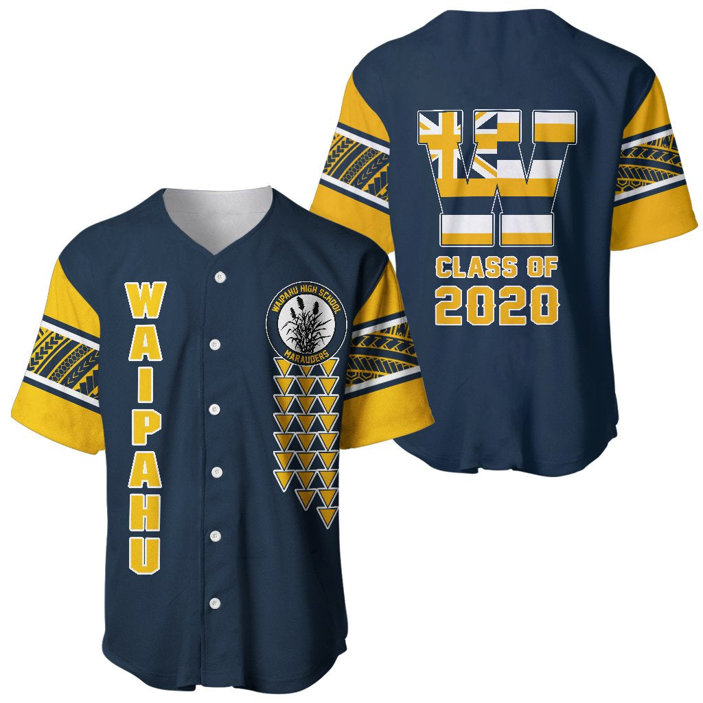 (Personalised) Hawaii Baseball Jersey - Waipahu High Custom Your Class Baseball Jersey Shirt AH Blue - Polynesian Pride