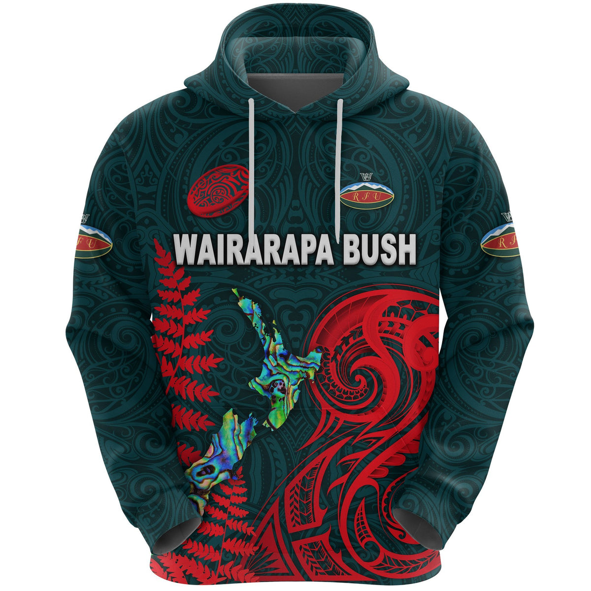 Maori Wairarapa Bush Rugby Hoodie New Zealand Silver Fern - Polynesian Pride