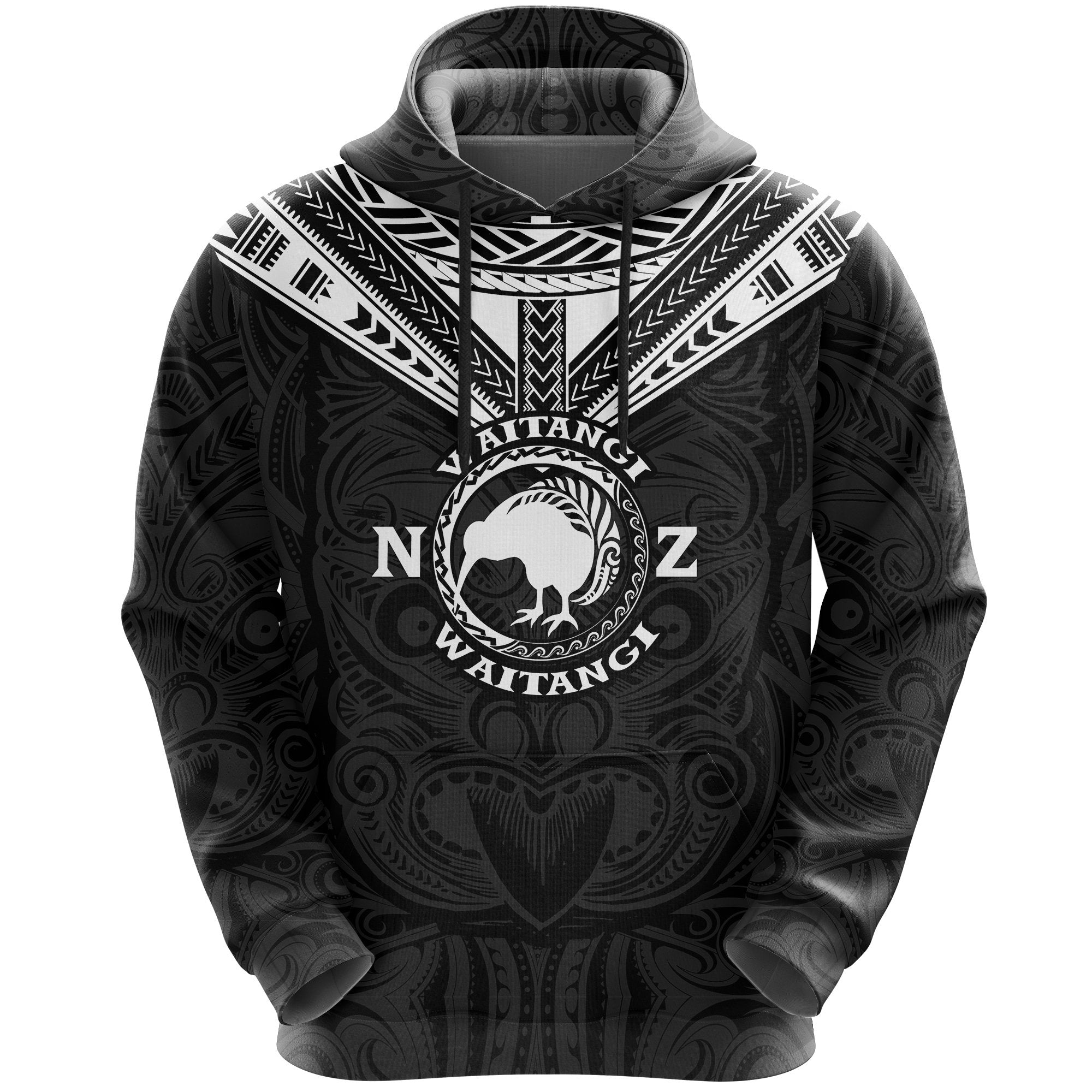 New Zealand Maori Hoodie Waitangi Day Black Unisex Black - Polynesian Pride