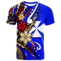 Wallis and Futuna T Shirt Tribal Flower With Special Turtles Dark Blue Color Unisex Dark Blue - Polynesian Pride
