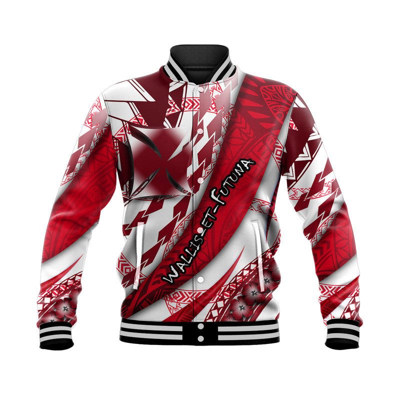 (Custom Personalised) Wallis et Futuna Baseball Jacket Artsy Style - White LT9 Unisex White - Polynesian Pride
