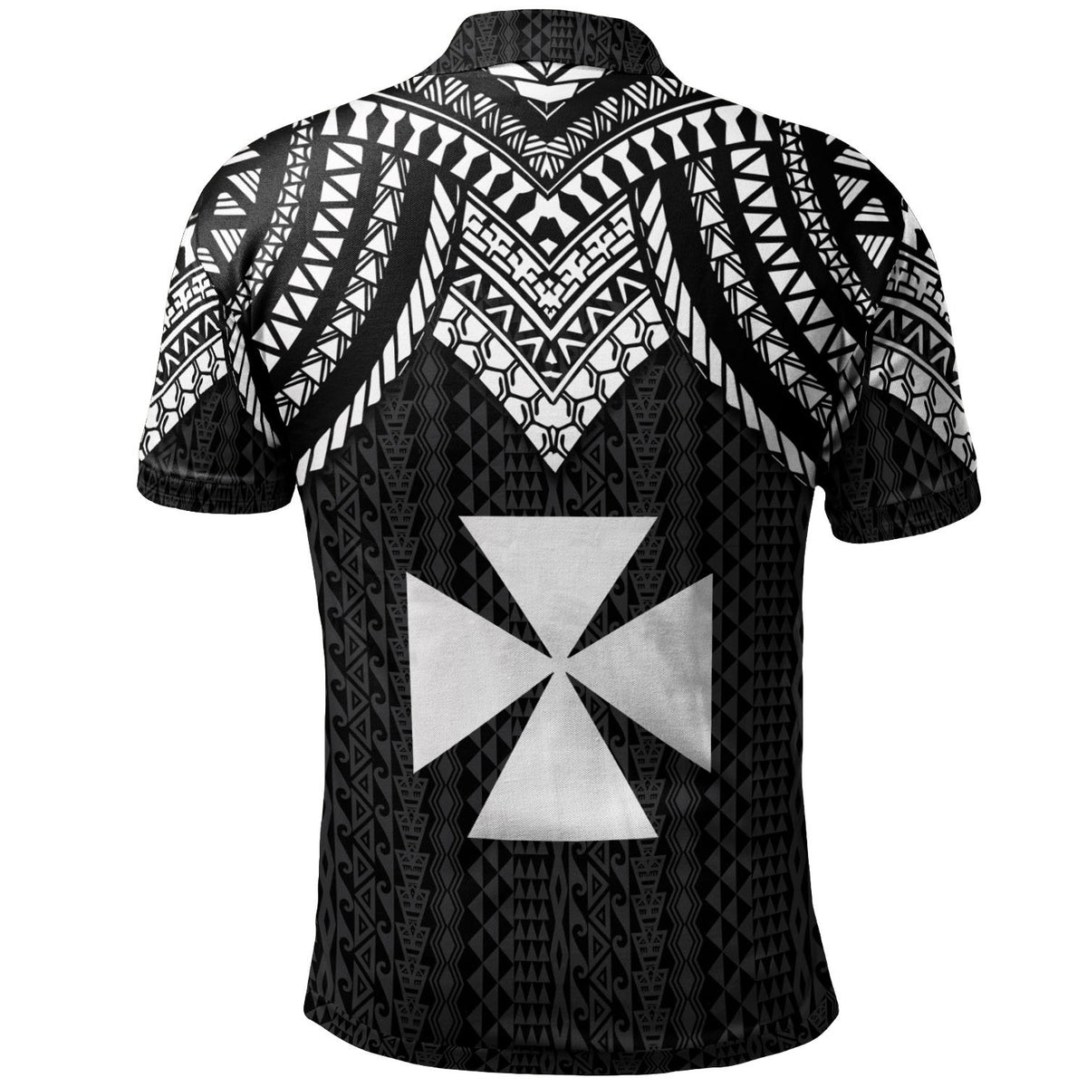 Wallis and Futuna Polo Shirt Polynesian Armor Style Black - Polynesian Pride