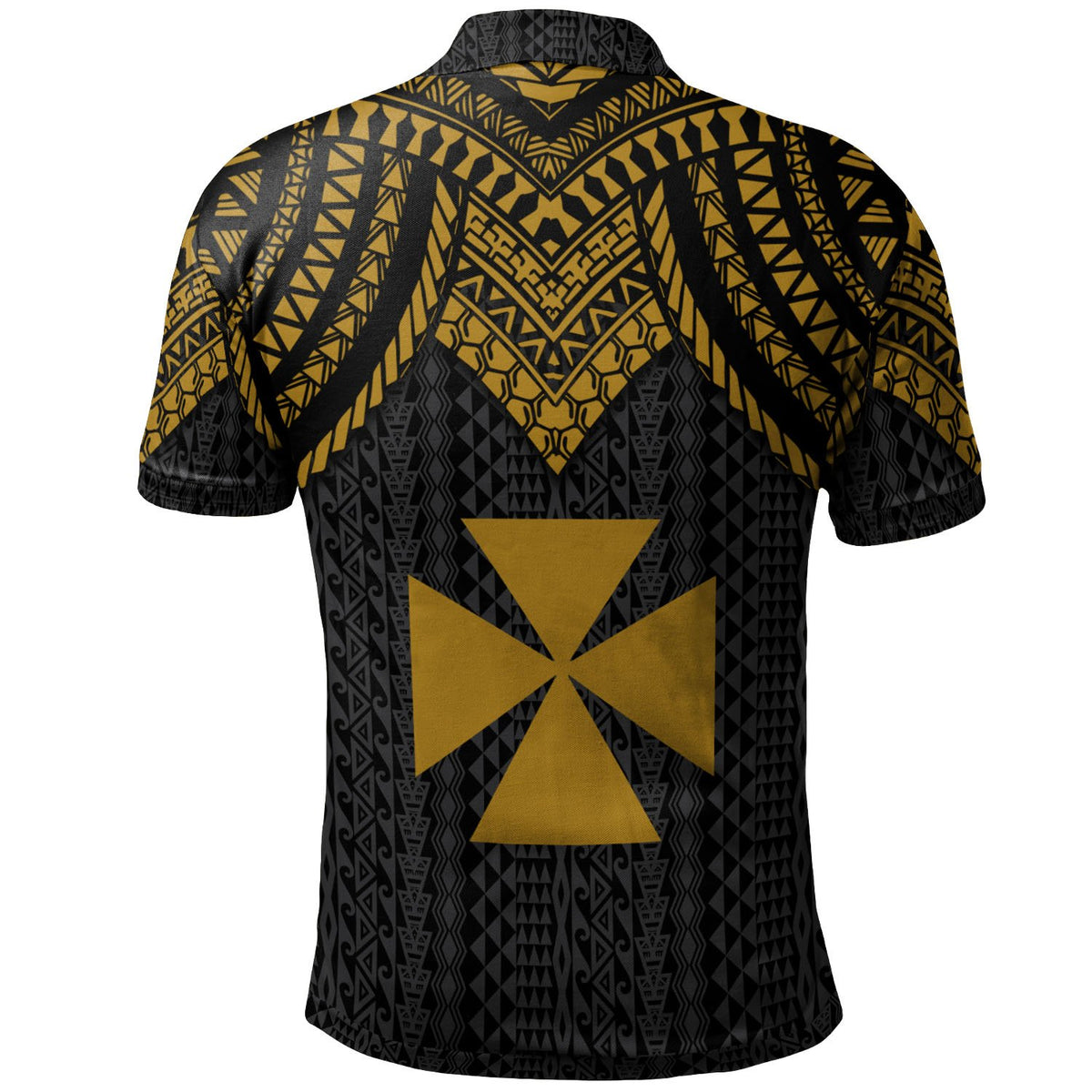 Wallis and Futuna Custom Polo Shirt Polynesian Armor Style Gold - Polynesian Pride