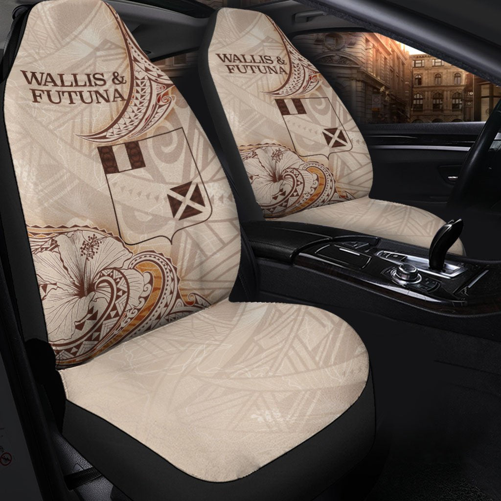 Wallis and Futuna Car Seat Cover - Hibiscus Flowers Vintage Style Universal Fit Art - Polynesian Pride