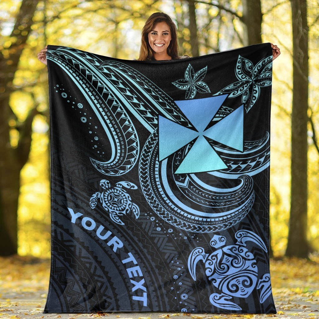 Wallis and Futuna Custom Personalised Premium Blanket- Blue Turtle - Polynesian Pride