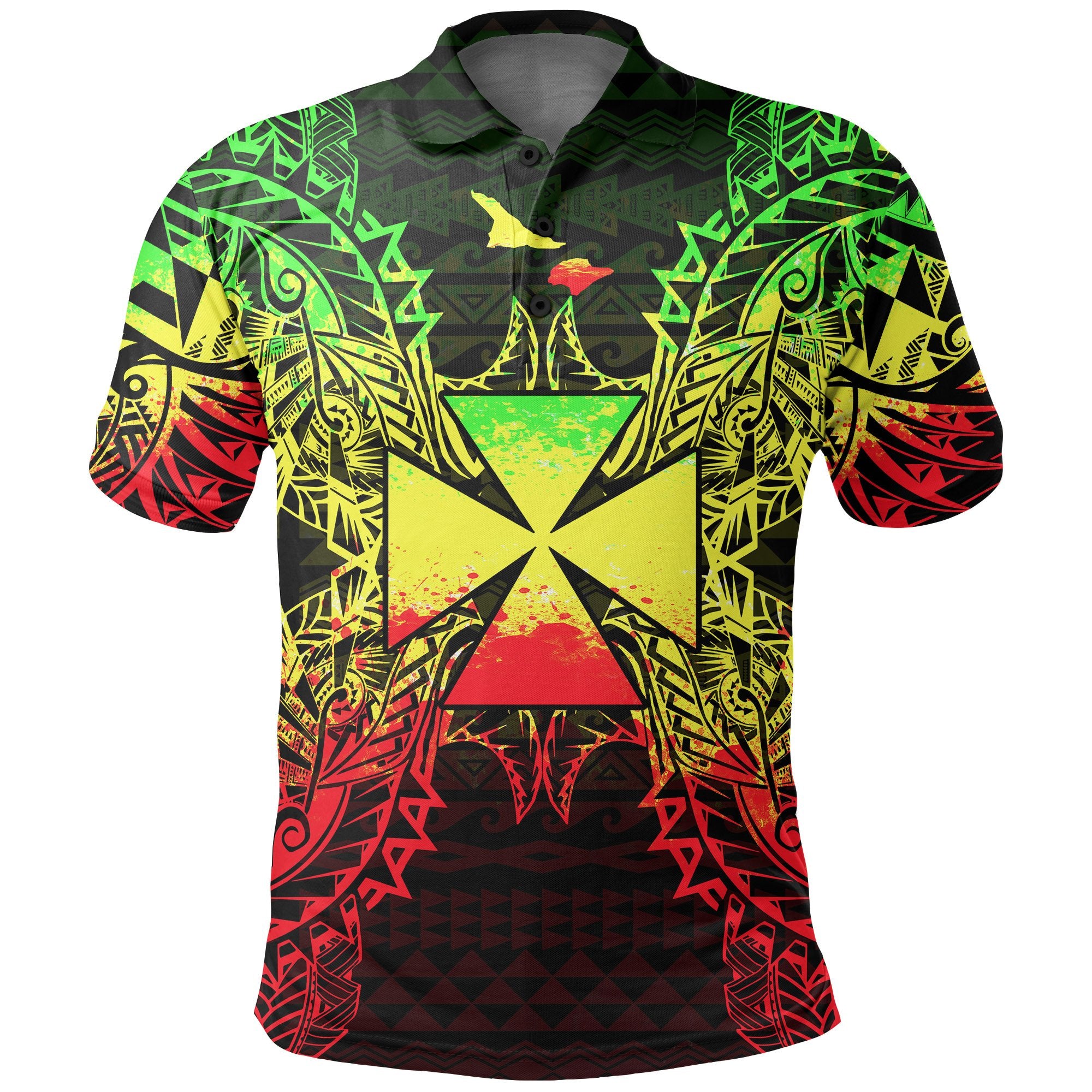Wallis and Futuna Polo Shirt Wallis and Futuna Coat Of Arms Map Polynesian Tattoo Reggae Unisex Reggae - Polynesian Pride