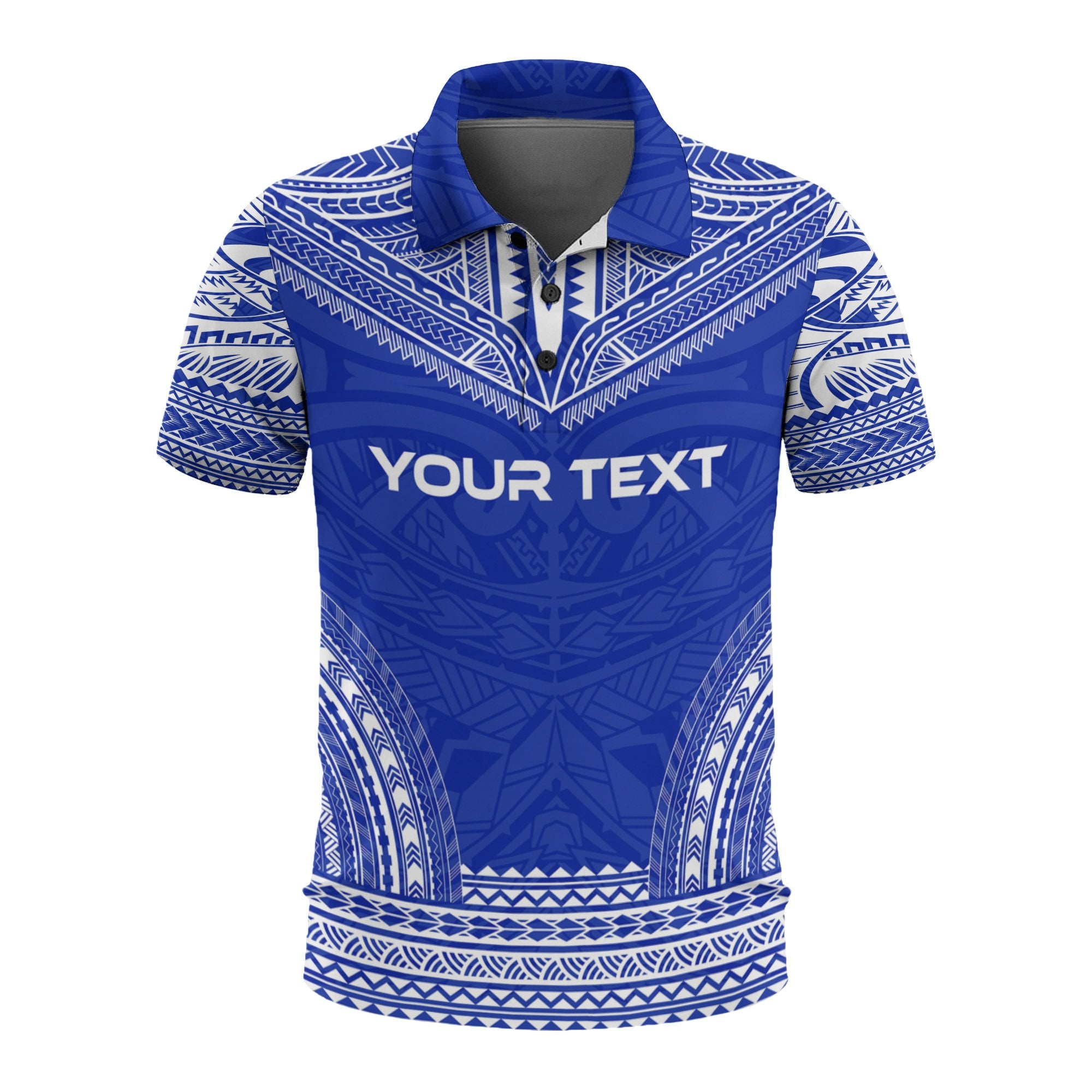 Wallis and Futuna Custom Polo Shirt Wallis and Futuna Coat Of Arms Polynesian Chief Tattoo Blue Version Unisex Blue - Polynesian Pride