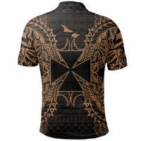 Wallis and Futuna Polo Shirt Wallis and Futuna Coat Of Arms Map Polynesian Tattoo Gold - Polynesian Pride