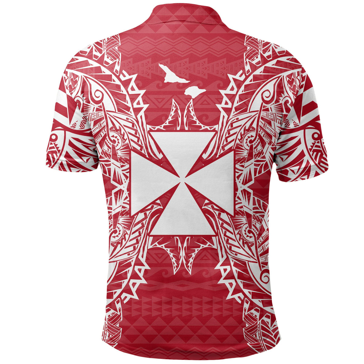 Wallis and Futuna Polo Shirt Wallis and Futuna Coat Of Arms Map Polynesian Tattoo Red White - Polynesian Pride
