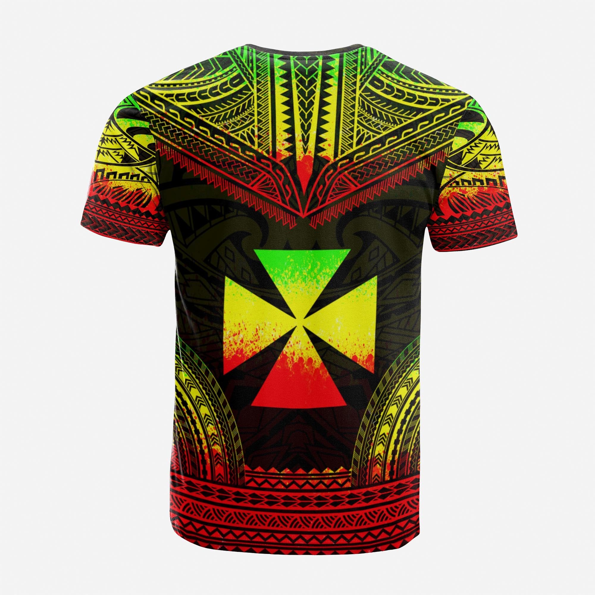 Wallis and Futuna Custom T Shirt Wallis and Futuna Coat of Arms Polynesian Chief Tattoo Reggae Version Unisex Reggae - Polynesian Pride