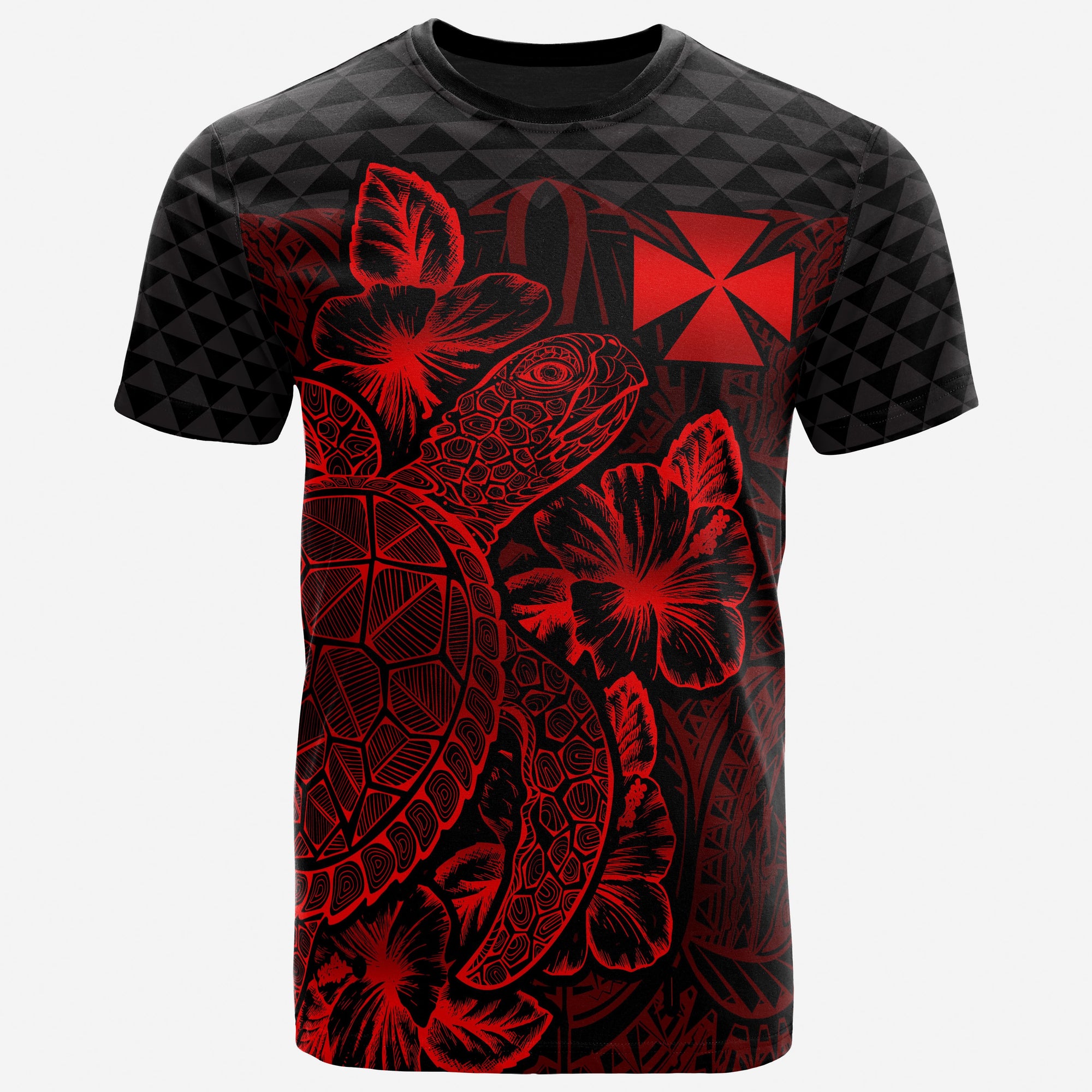 Wallis and Futuna T Shirt Wallis and Futuna Coat of Arms Turtle Hibiscus Red Unisex Red - Polynesian Pride