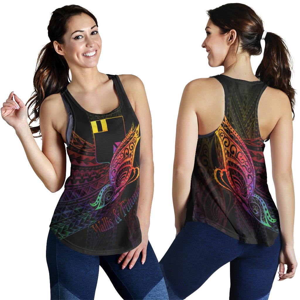 Wallis and Futuna Women's Racerback Tank - Butterfly Polynesian Style - Polynesian Pride