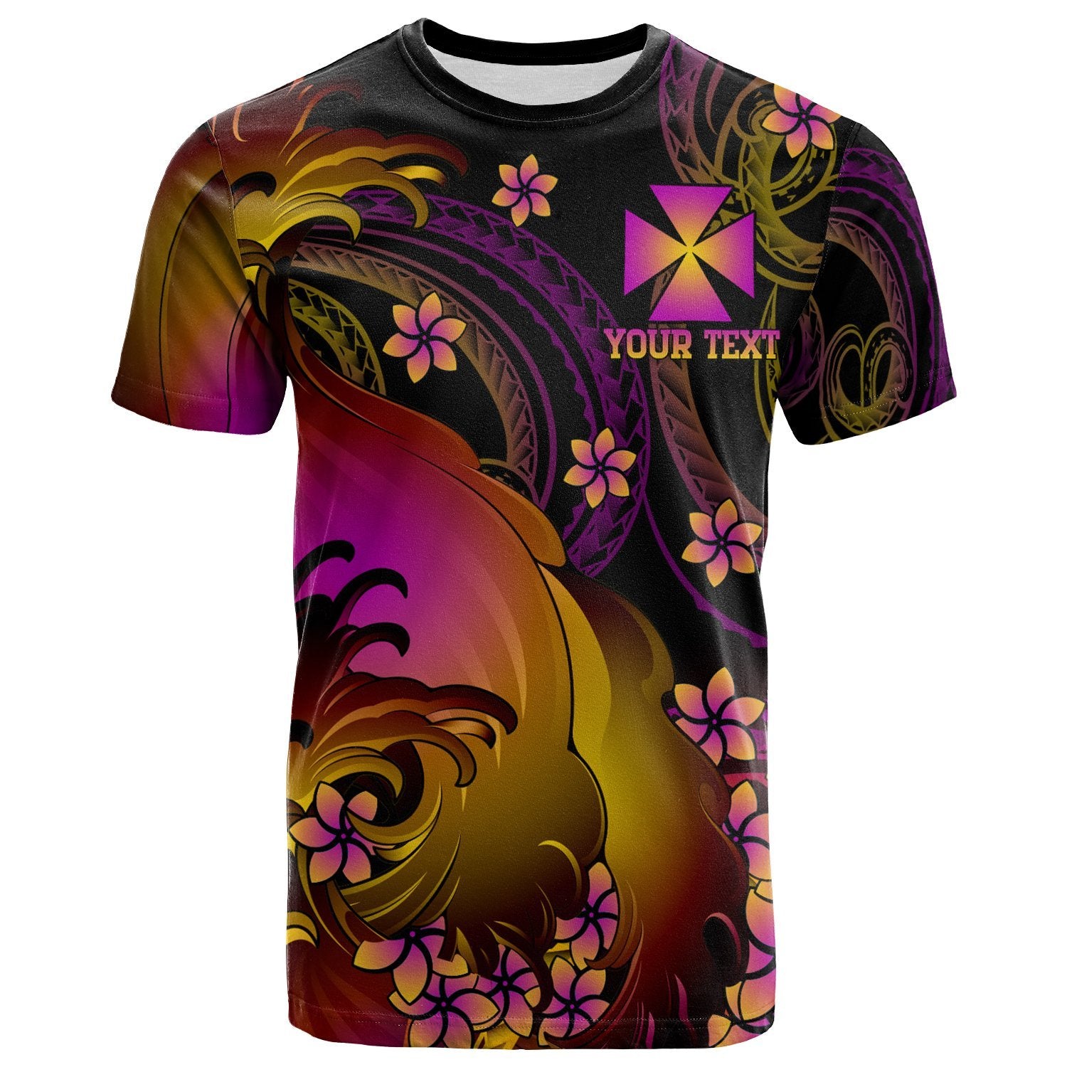 Wallis and Futuna Custom T Shirt Wallis and Futuna in wave Unisex Black - Polynesian Pride